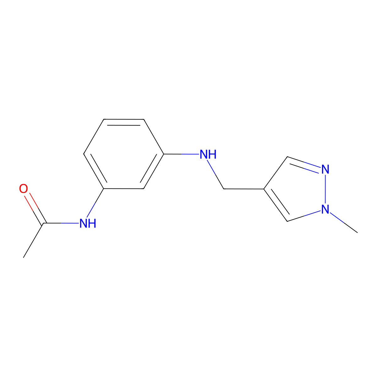 N-(3-(((1-Methyl-1H-pyrazol-4-yl)methyl)amino)phenyl)acetamide molecular structure, CAS 1152841-01-4