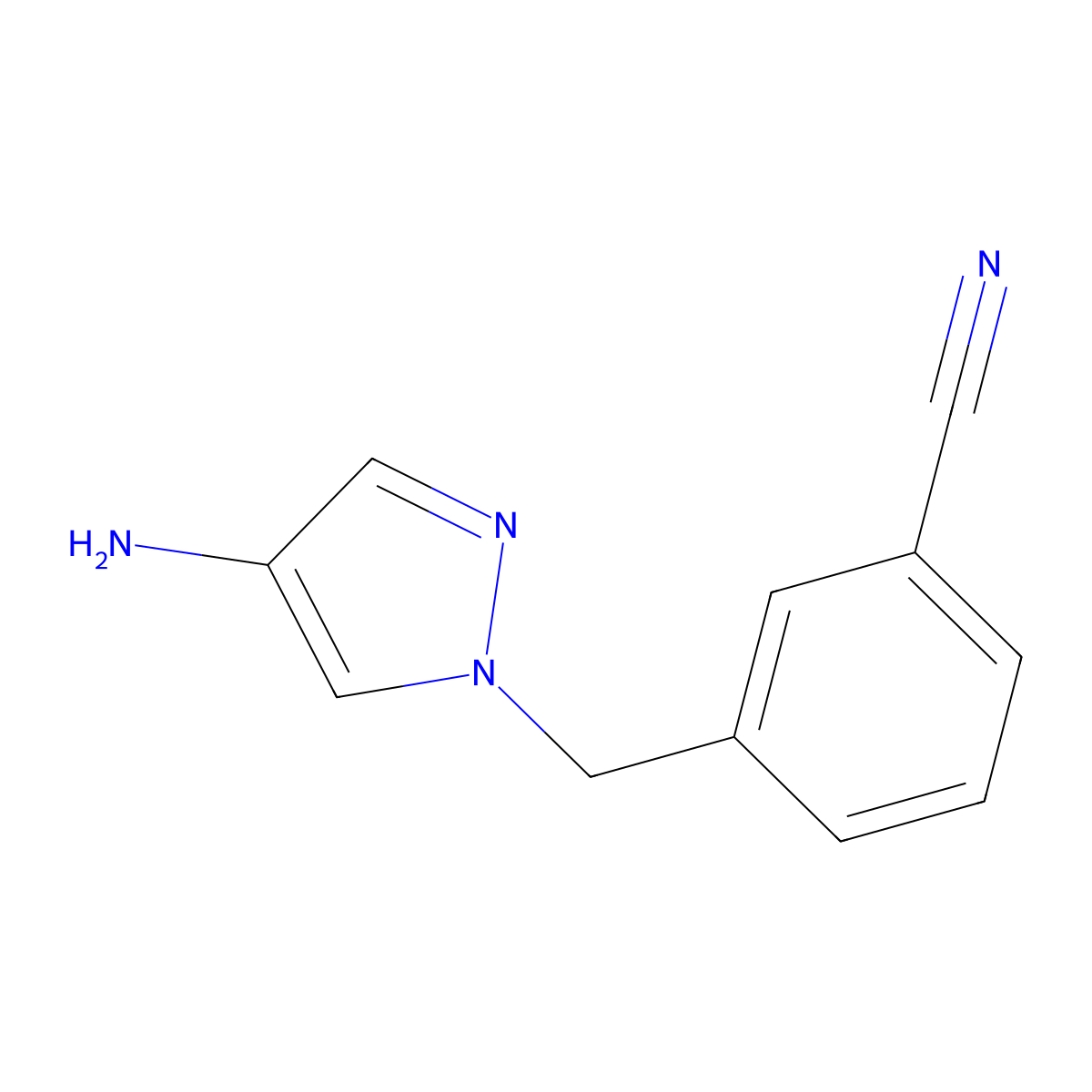 3-((4-amino-1H-pyrazol-1-yl)methyl)benzonitrile molecular structure, CAS 1152841-39-8