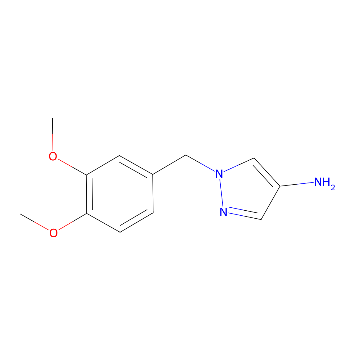 1-[(3,4-dimethoxyphenyl)methyl]-1H-pyrazol-4-amine molecular structure, CAS 1152842-25-5