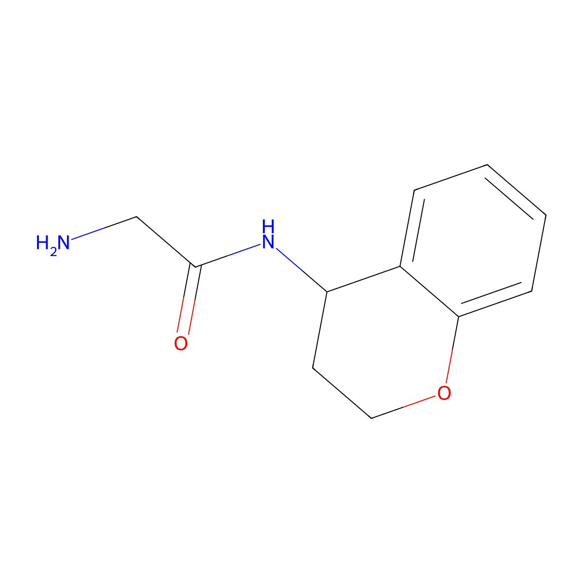 2-Amino-N-(3,4-dihydro-2H-1-benzopyran-4-yl)acetamide molecular structure, CAS 1152843-67-8