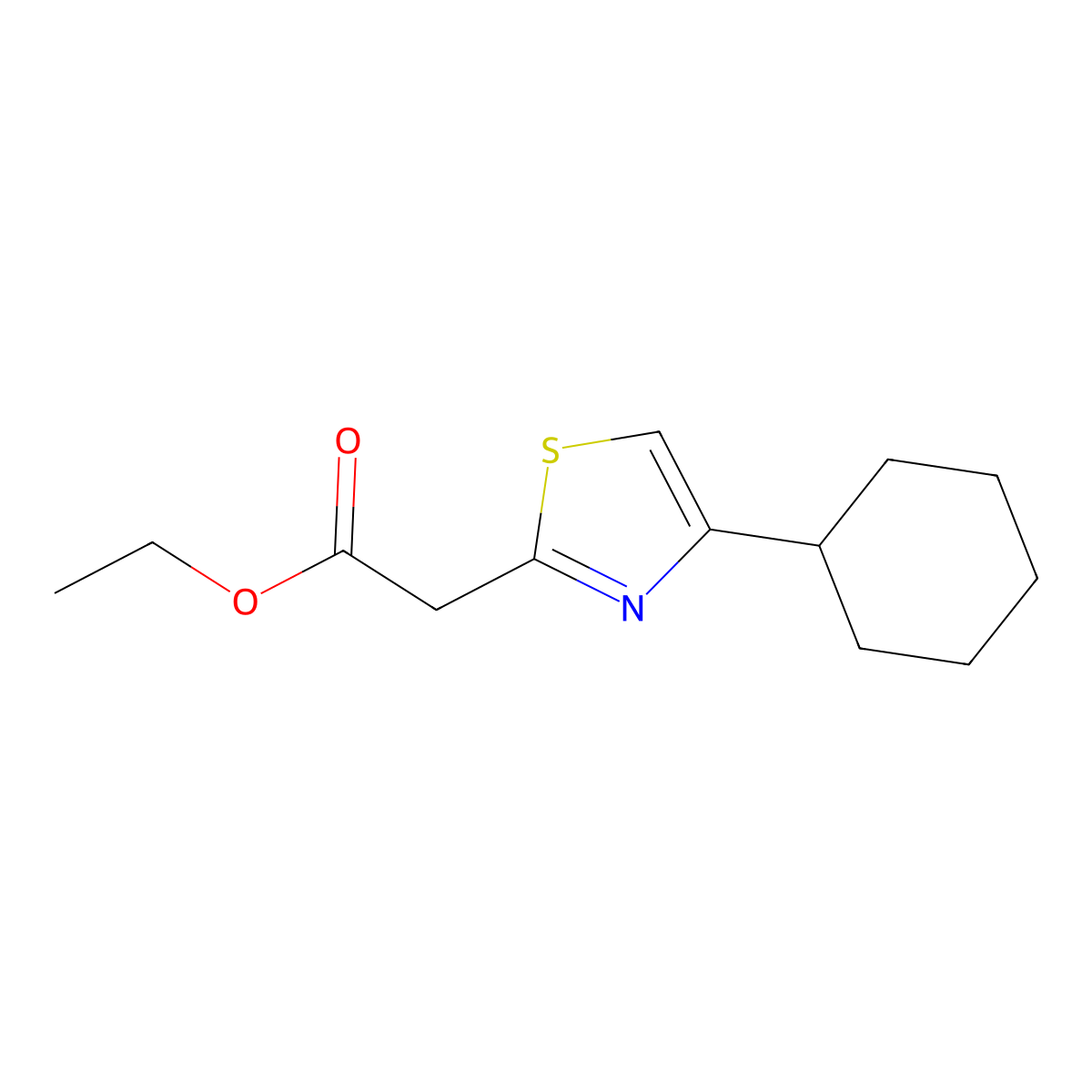 Ethyl 2-(4-cyclohexyl-1,3-thiazol-2-yl)acetate molecular structure, CAS 1152845-40-3