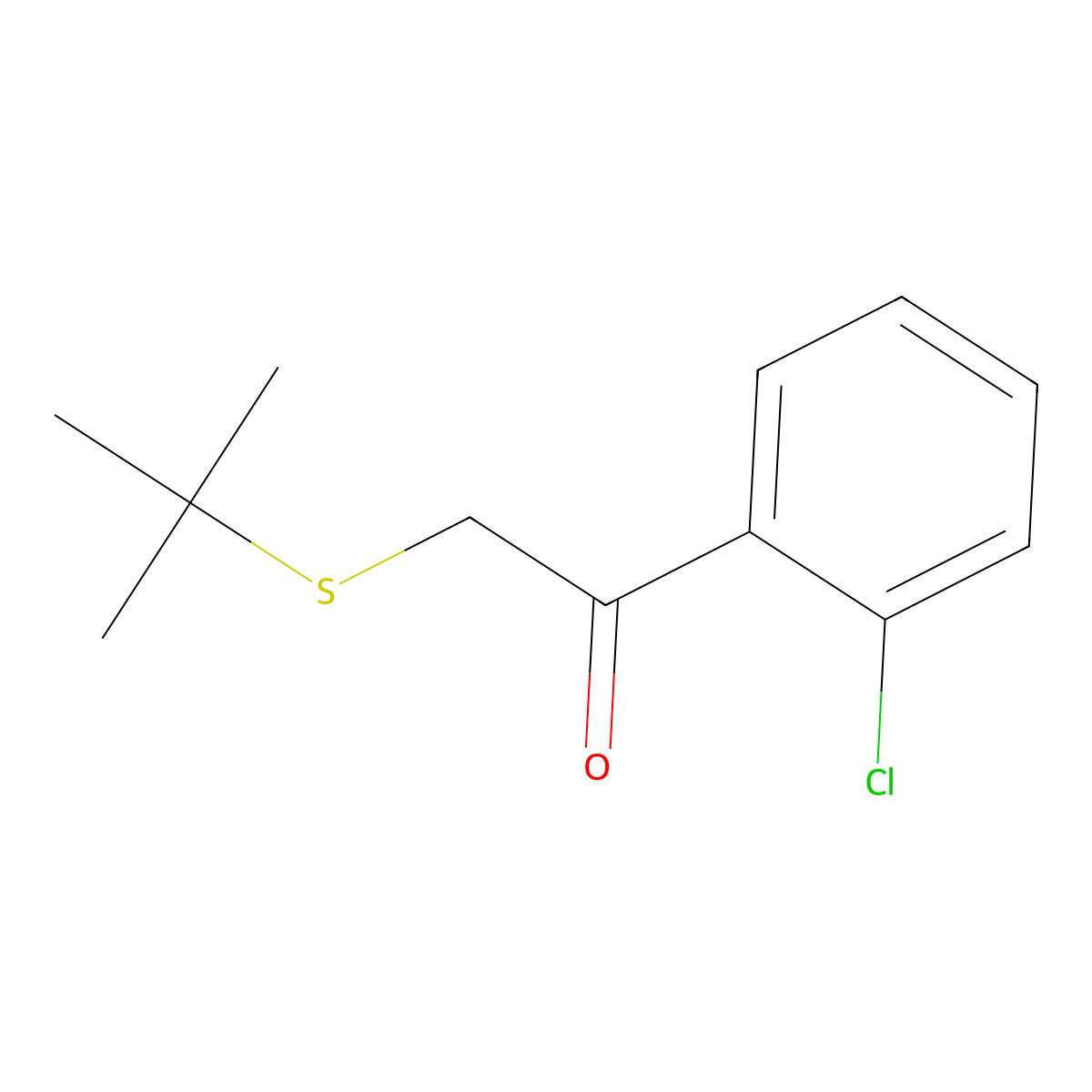 2-(Tert-butylsulfanyl)-1-(2-chlorophenyl)ethan-1-one molecular structure, CAS 1152850-85-5