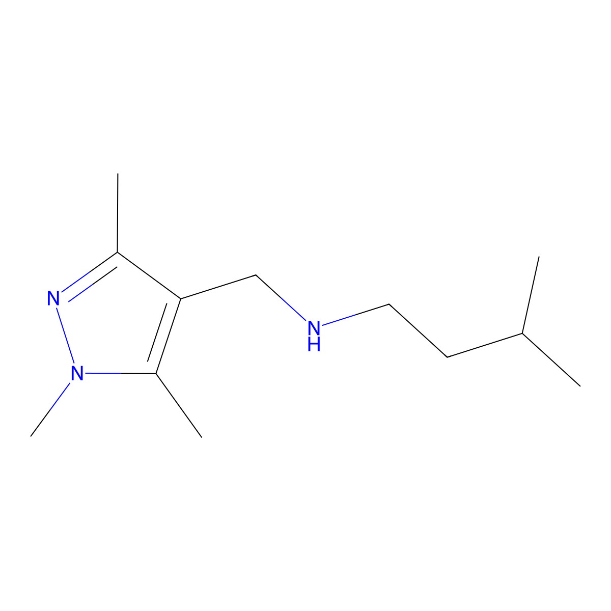 (3-Methylbutyl)[(trimethyl-1H-pyrazol-4-yl)methyl]amine molecular structure, CAS 1152853-24-1