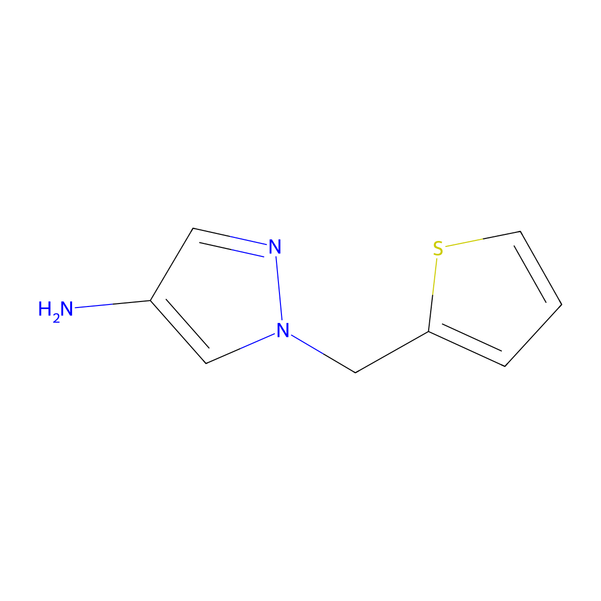 1-[(thiophen-2-yl)methyl]-1H-pyrazol-4-amine molecular structure, CAS 1152853-48-9