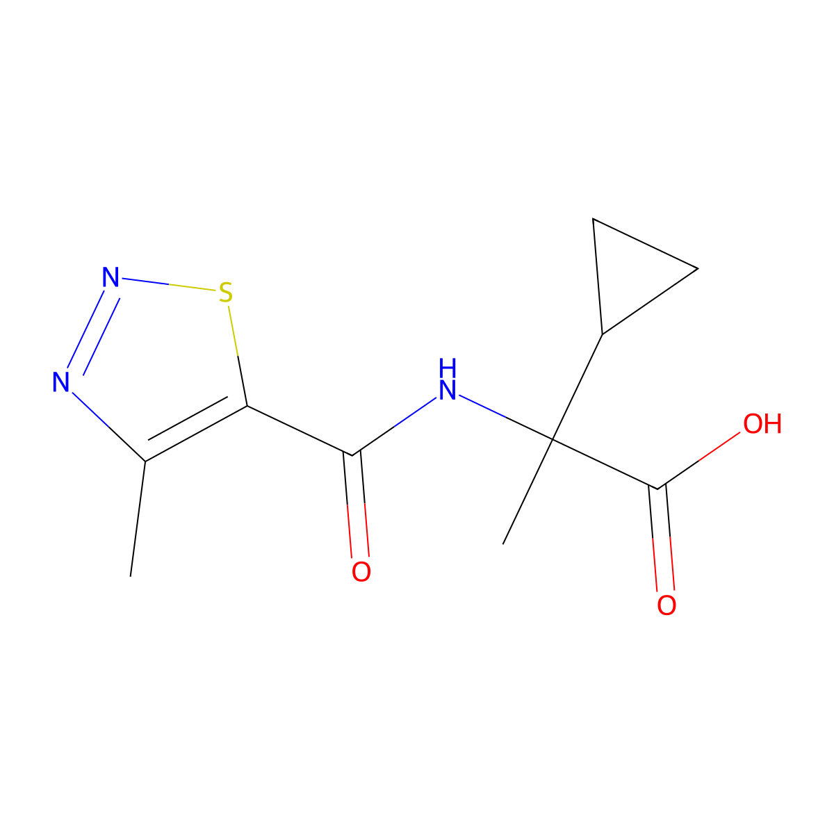 2-Cyclopropyl-2-[(4-methyl-1,2,3-thiadiazol-5-yl)formamido]propanoic acid molecular structure, CAS 1152862-17-3