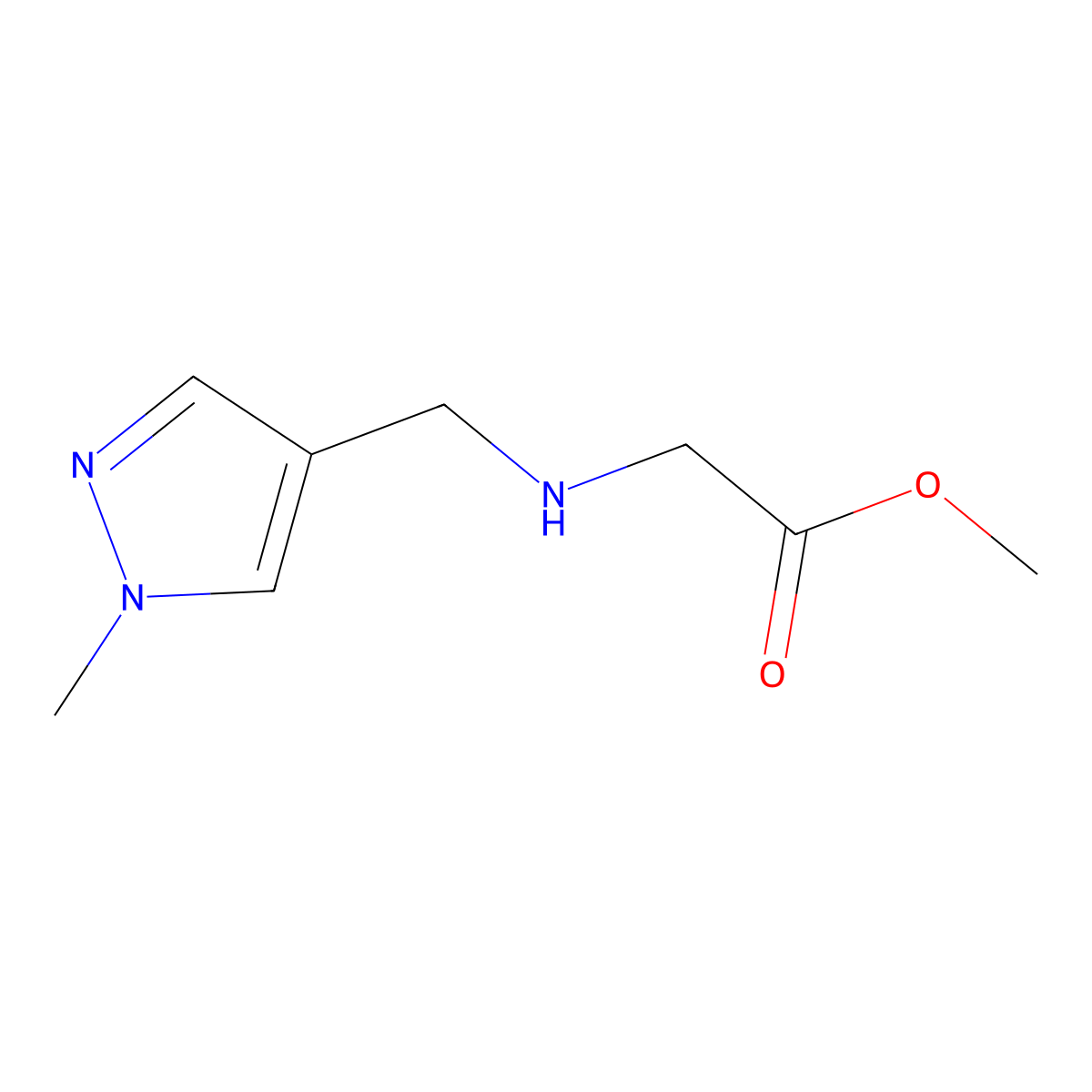 Methyl 2-{[(1-methyl-1H-pyrazol-4-yl)methyl]amino}acetate molecular structure, CAS 1152864-25-9