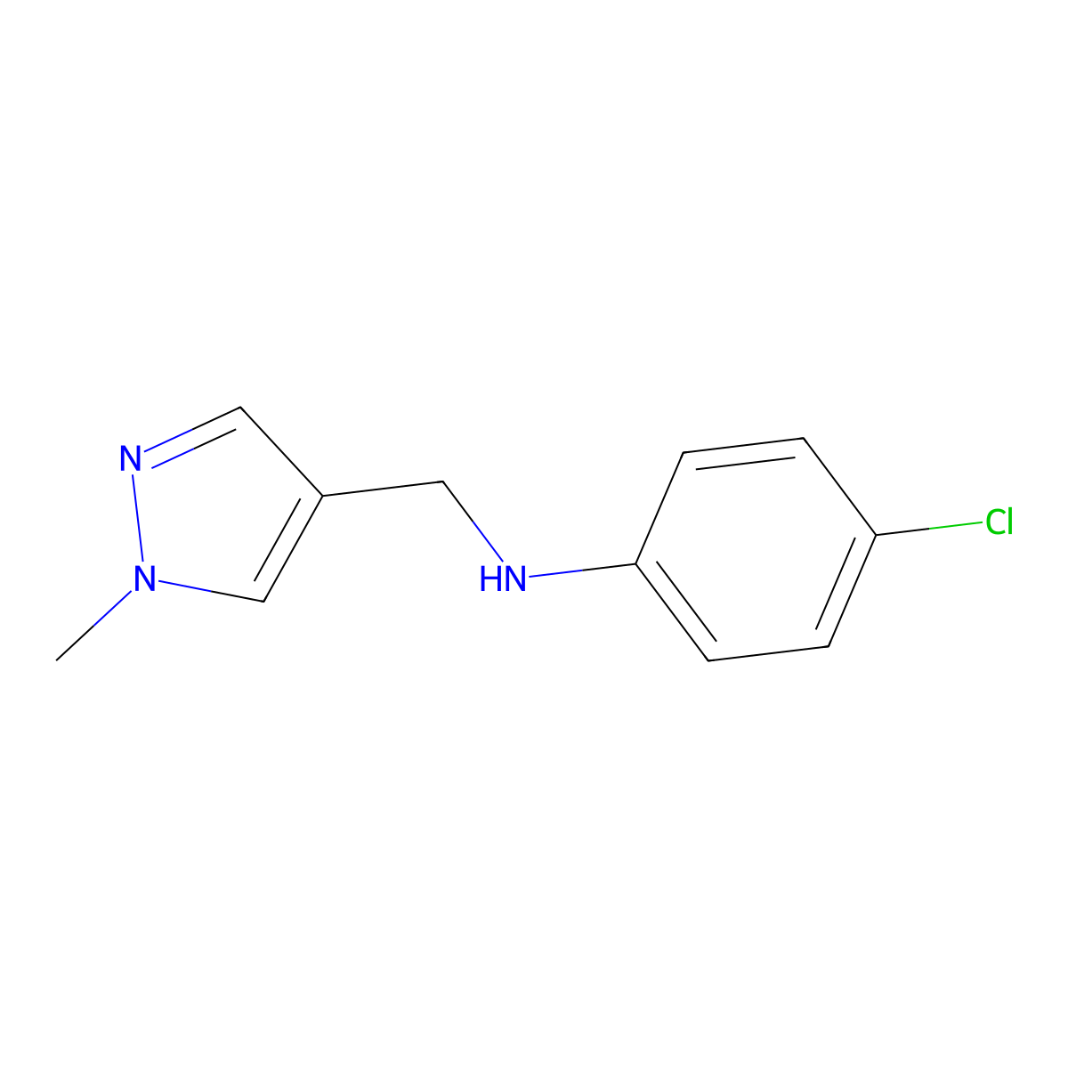 4-Chloro-N-[(1-methyl-1H-pyrazol-4-yl)methyl]aniline molecular structure, CAS 1152865-95-6