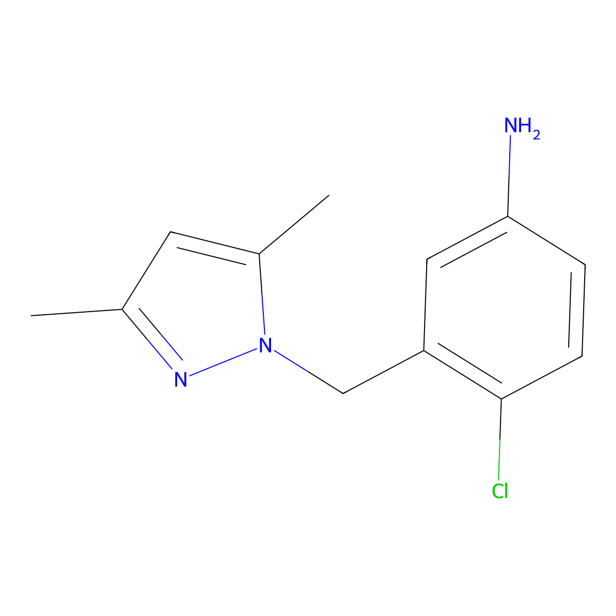 4-chloro-3-[(3,5-dimethyl-1H-pyrazol-1-yl)methyl]aniline molecular structure, CAS 1152866-43-7