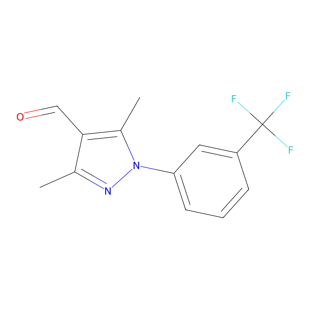 3,5-Dimethyl-1-(3-(trifluoromethyl)phenyl)-1H-pyrazole-4-carbaldehyde molecular structure, CAS 1152866-53-9