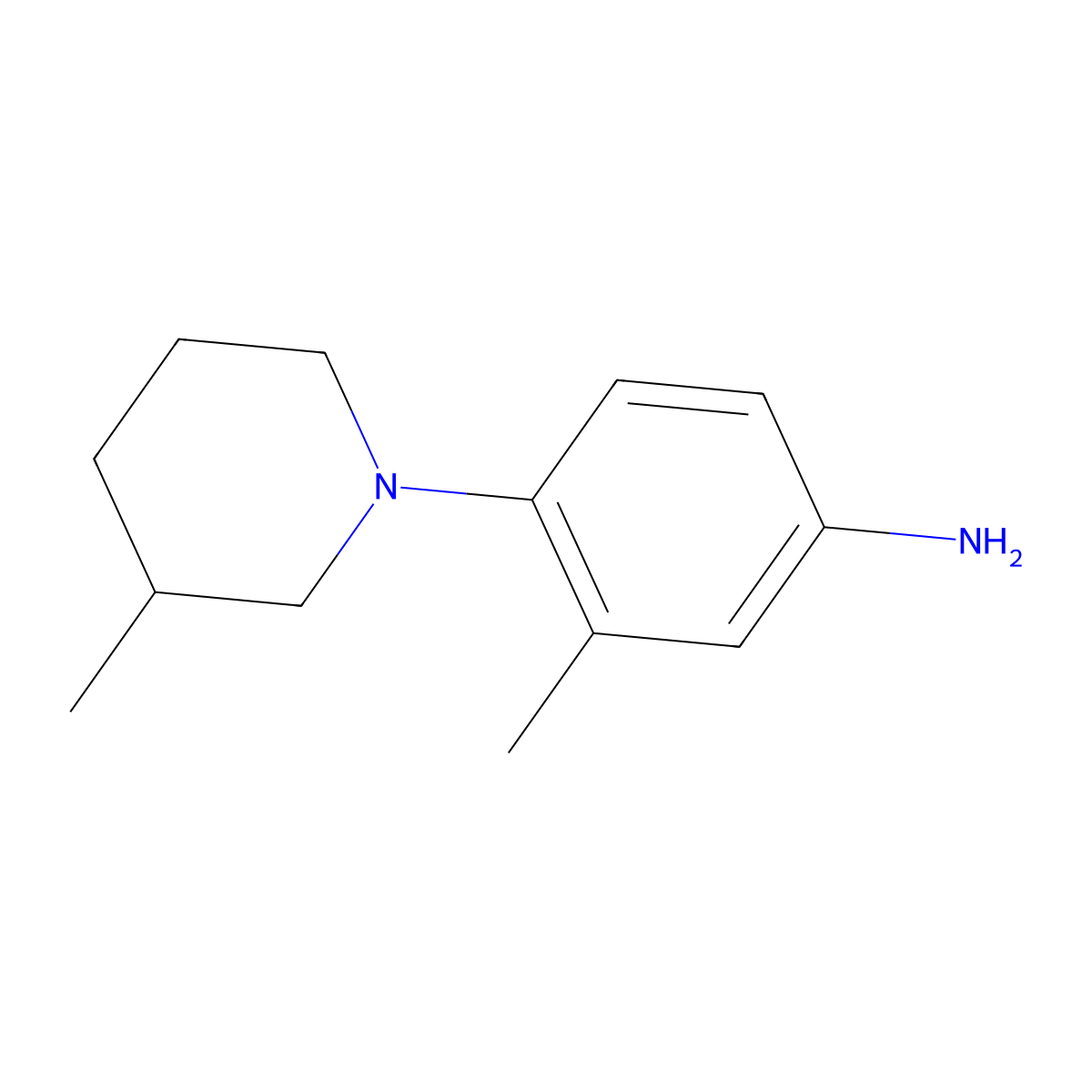 3-Methyl-4-(3-methyl-1-piperidinyl)aniline molecular structure, CAS 1152866-57-3