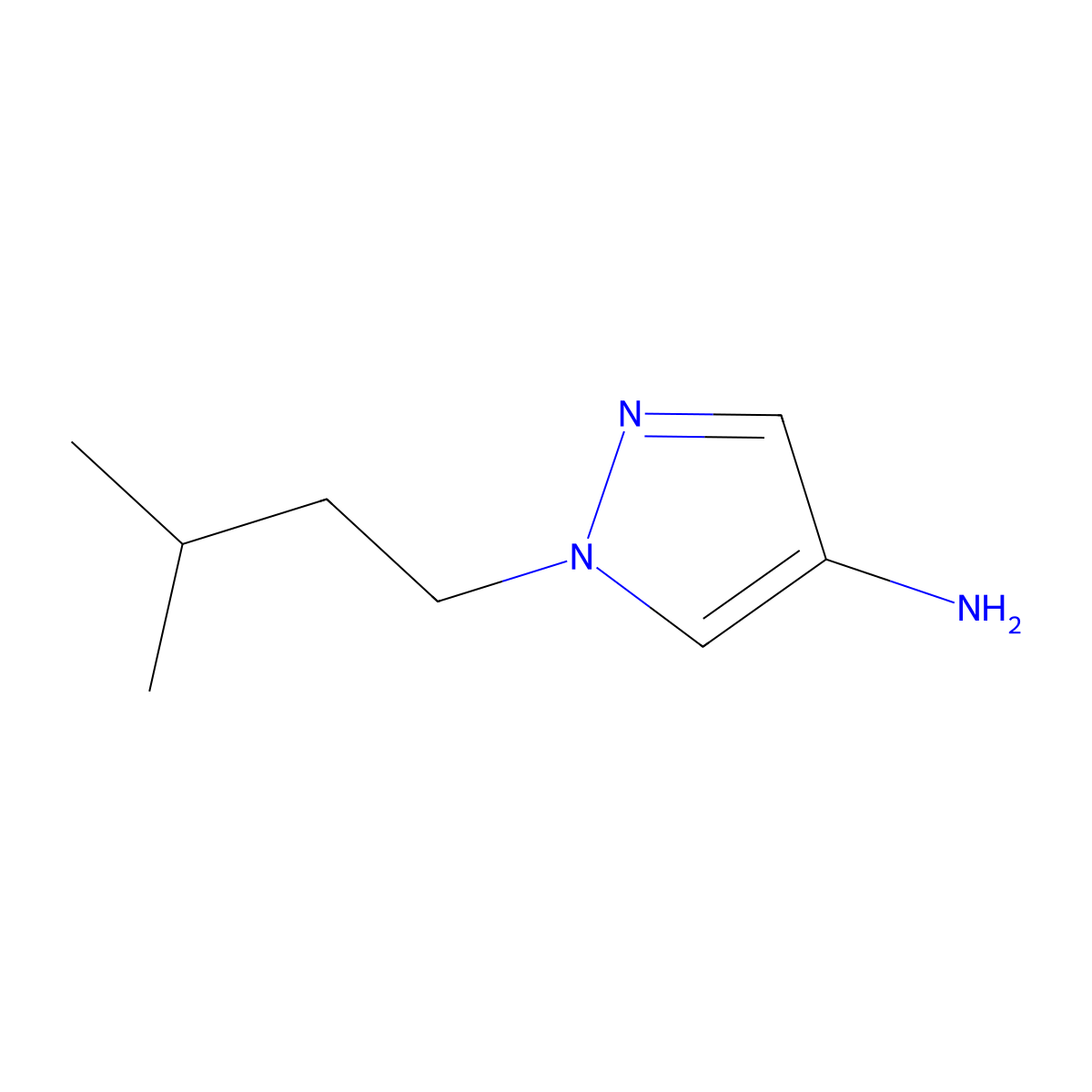1-(3-Methylbutyl)-1H-pyrazol-4-amine molecular structure, CAS 1152866-83-5