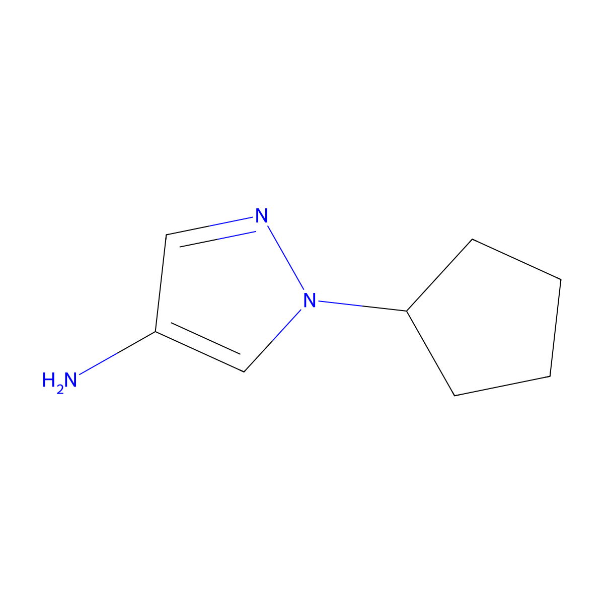 1-Cyclopentyl-1H-pyrazol-4-amine molecular structure, CAS 1152866-89-1