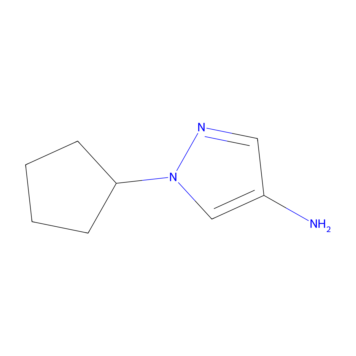 1-Cyclopentyl-1H-pyrazol-4-amine molecular structure, CAS 1152866-89-1