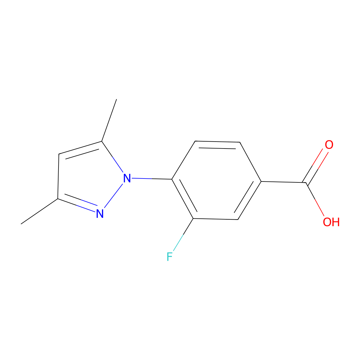 4-(3,5-dimethyl-1H-pyrazol-1-yl)-3-fluorobenzoic acid molecular structure, CAS 1152868-20-6