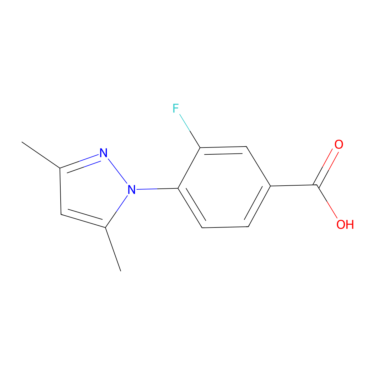 4-(3,5-dimethyl-1H-pyrazol-1-yl)-3-fluorobenzoic acid molecular structure, CAS 1152868-20-6