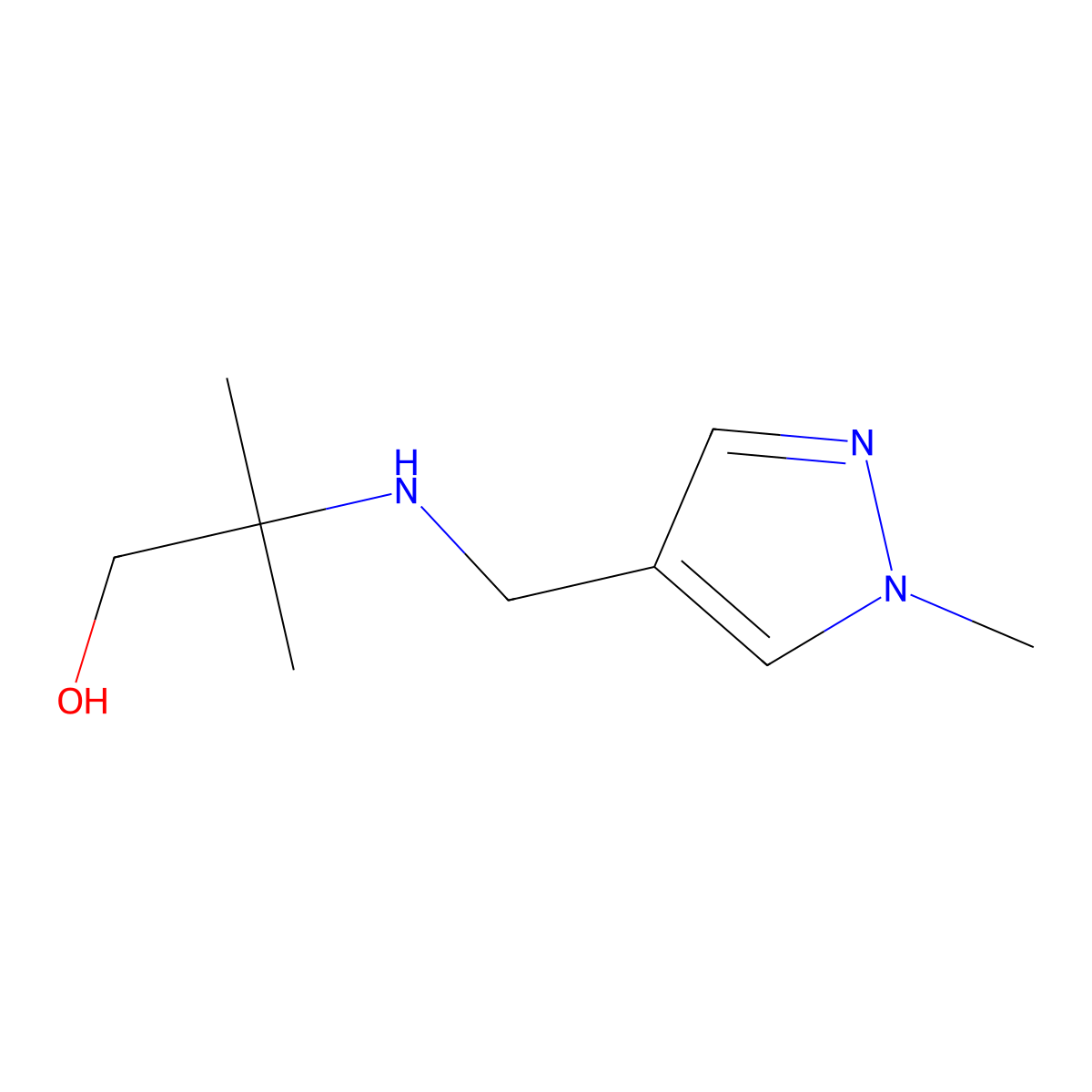 2-Methyl-2-{[(1-methyl-1H-pyrazol-4-yl)methyl]amino}propan-1-ol molecular structure, CAS 1152868-30-8