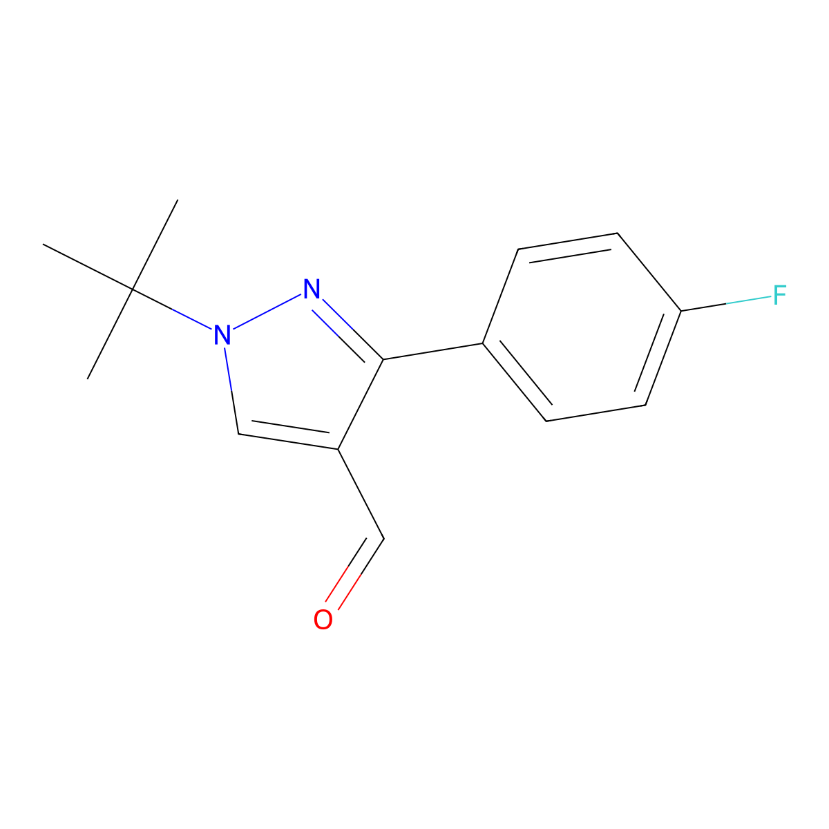 1-tert-butyl-3-(4-fluorophenyl)-1H-pyrazole-4-carbaldehyde molecular structure, CAS 1152874-28-6