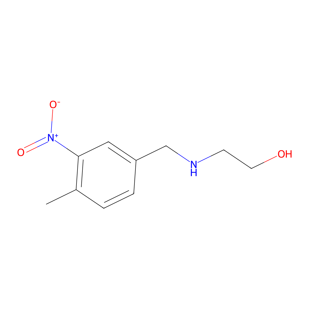 2-{[(4-Methyl-3-nitrophenyl)methyl]amino}ethan-1-ol molecular structure, CAS 1152876-94-2