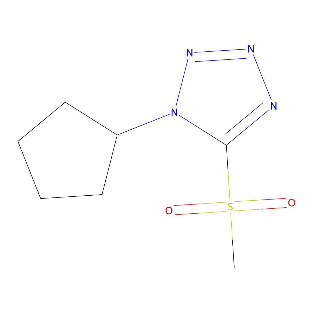 1-cyclopentyl-5-methanesulfonyl-1H-1,2,3,4-tetrazole molecular structure, CAS 1152878-96-0