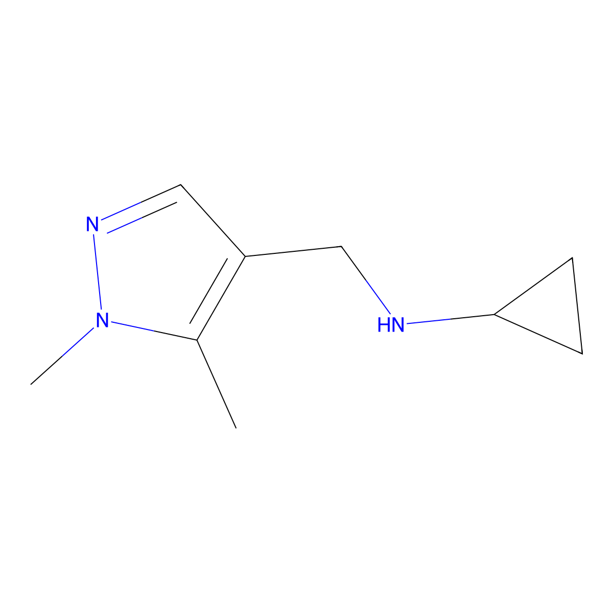 N-[(1,5-dimethyl-1H-pyrazol-4-yl)methyl]cyclopropanamine molecular structure, CAS 1152879-32-7