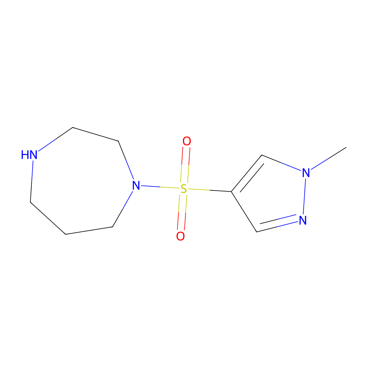 1-((1-methyl-1H-pyrazol-4-yl)sulfonyl)-1,4-diazepane molecular structure, CAS 1152879-50-9