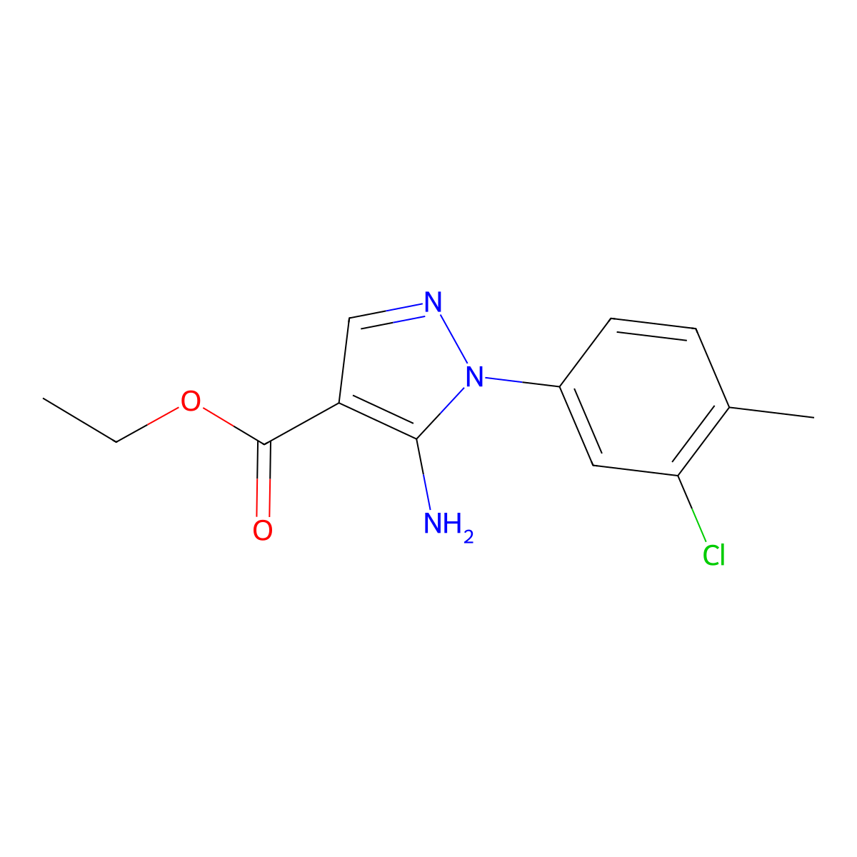 Ethyl 5-amino-1-(3-chloro-4-methylphenyl)-1H-pyrazole-4-carboxylate molecular structure, CAS 1152879-85-0