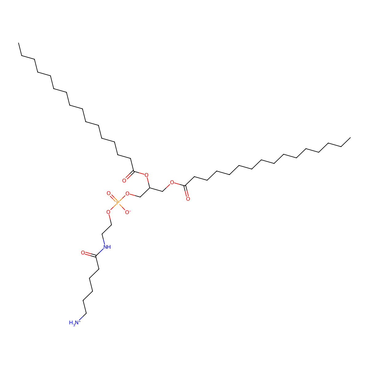 2-[(6-Azaniumylhexanoyl)amino]ethyl (2R)-2,3-bis(hexadecanoyloxy)propyl phosphate molecular structure, CAS 115288-21-6
