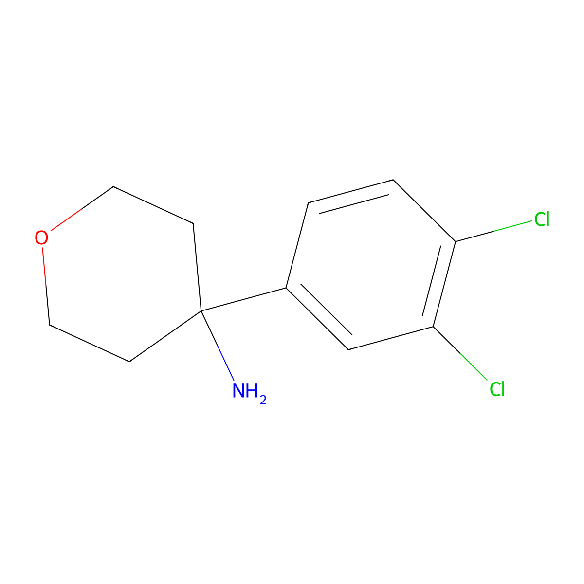 4-(3,4-Dichlorophenyl)tetrahydro-2H-pyran-4-amine molecular structure, CAS 1152880-19-7