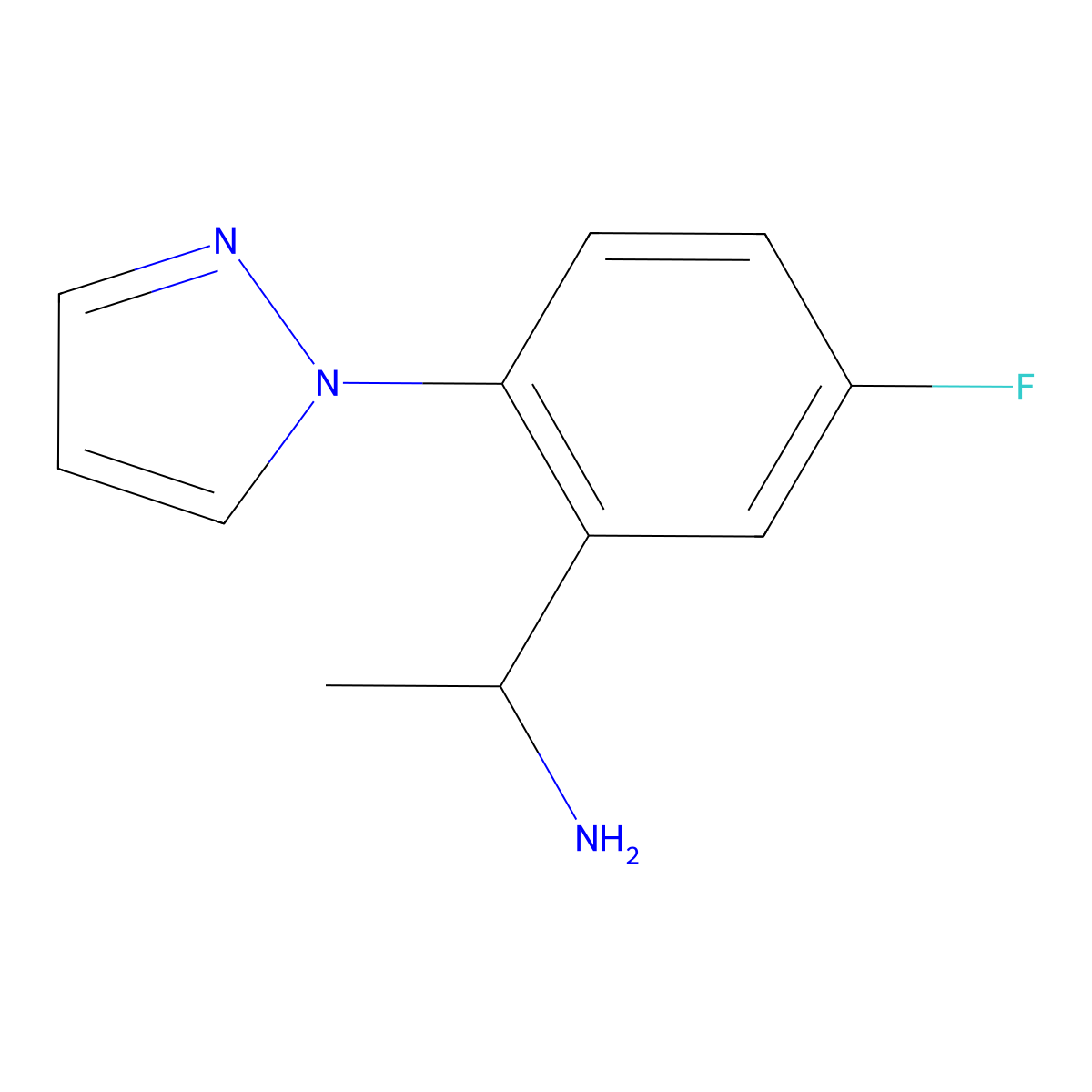 1-[5-fluoro-2-(1H-pyrazol-1-yl)phenyl]ethan-1-amine molecular structure, CAS 1152880-22-2