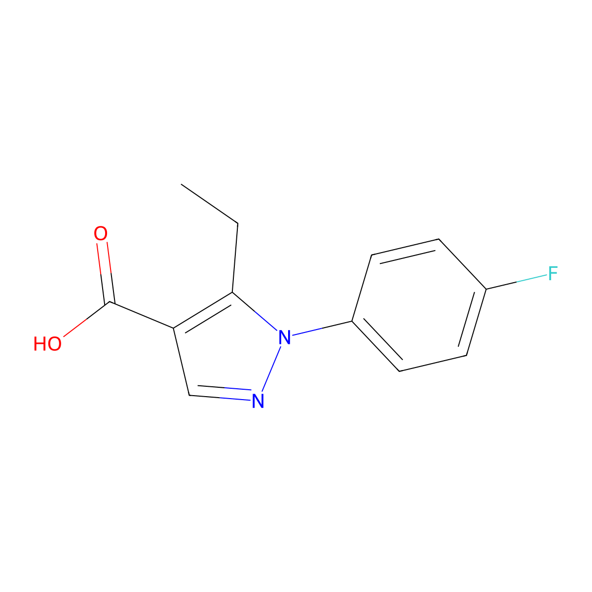 5-ethyl-1-(4-fluorophenyl)-1H-pyrazole-4-carboxylic acid molecular structure, CAS 1152880-93-7