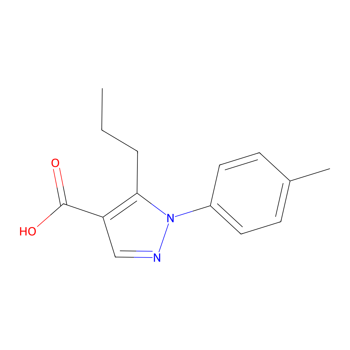 1-(4-methylphenyl)-5-propyl-1H-pyrazole-4-carboxylic acid molecular structure, CAS 1152880-98-2