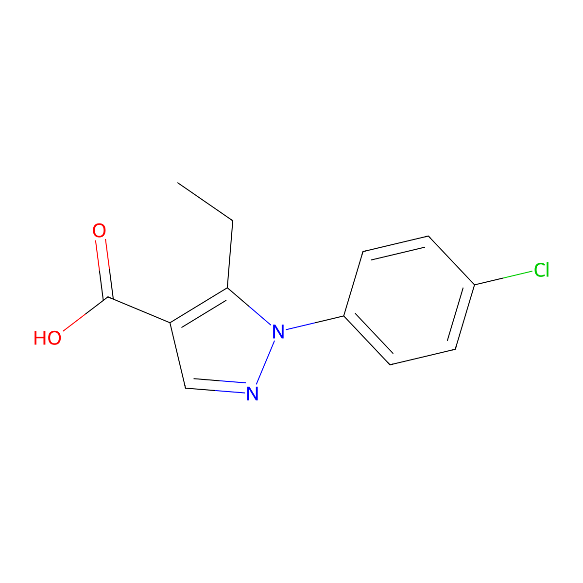 1-(4-chlorophenyl)-5-ethyl-1H-pyrazole-4-carboxylic acid molecular structure, CAS 1152881-17-8