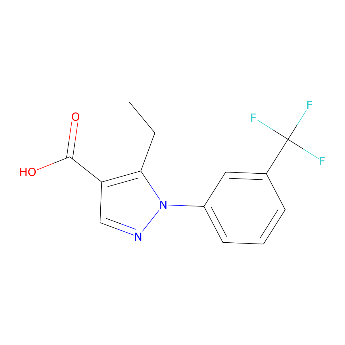 5-ethyl-1-[3-(trifluoromethyl)phenyl]-1H-pyrazole-4-carboxylic acid molecular structure, CAS 1152881-59-8