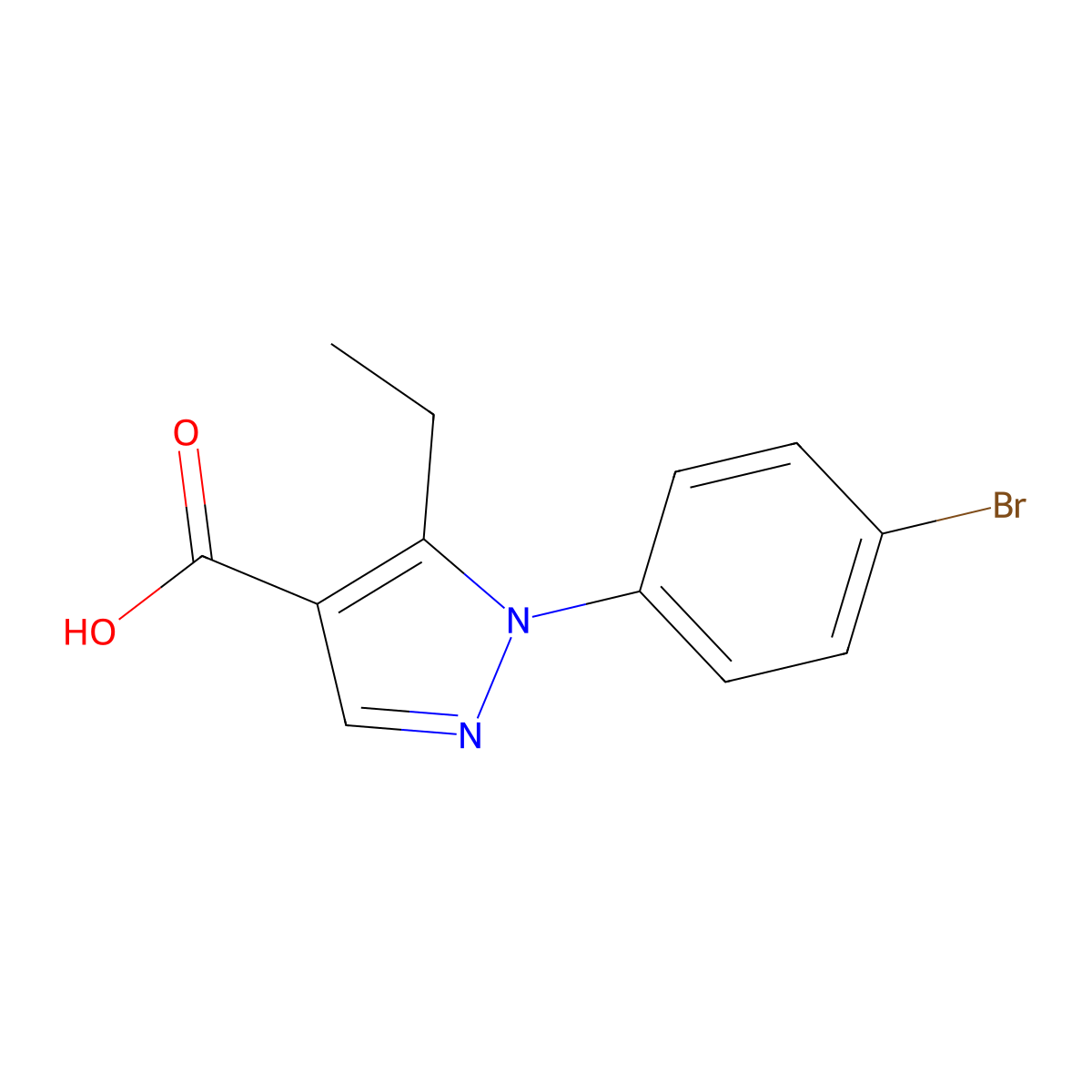 1-(4-bromophenyl)-5-ethyl-1H-pyrazole-4-carboxylic acid molecular structure, CAS 1152881-97-4