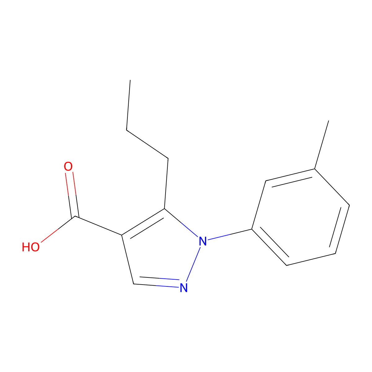 1-(3-methylphenyl)-5-propyl-1H-pyrazole-4-carboxylic acid molecular structure, CAS 1152882-10-4