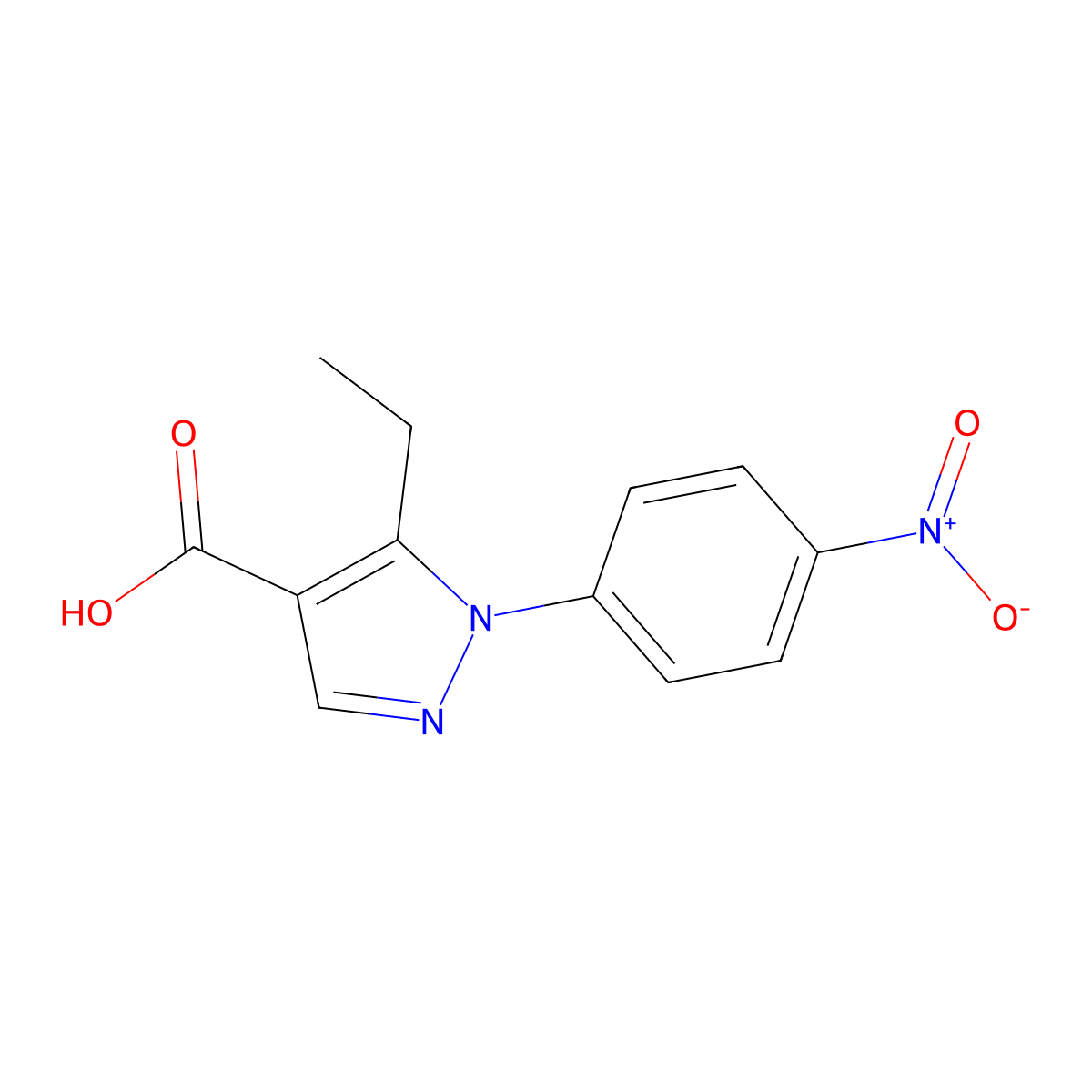 5-ethyl-1-(4-nitrophenyl)-1H-pyrazole-4-carboxylic acid molecular structure, CAS 1152882-20-6
