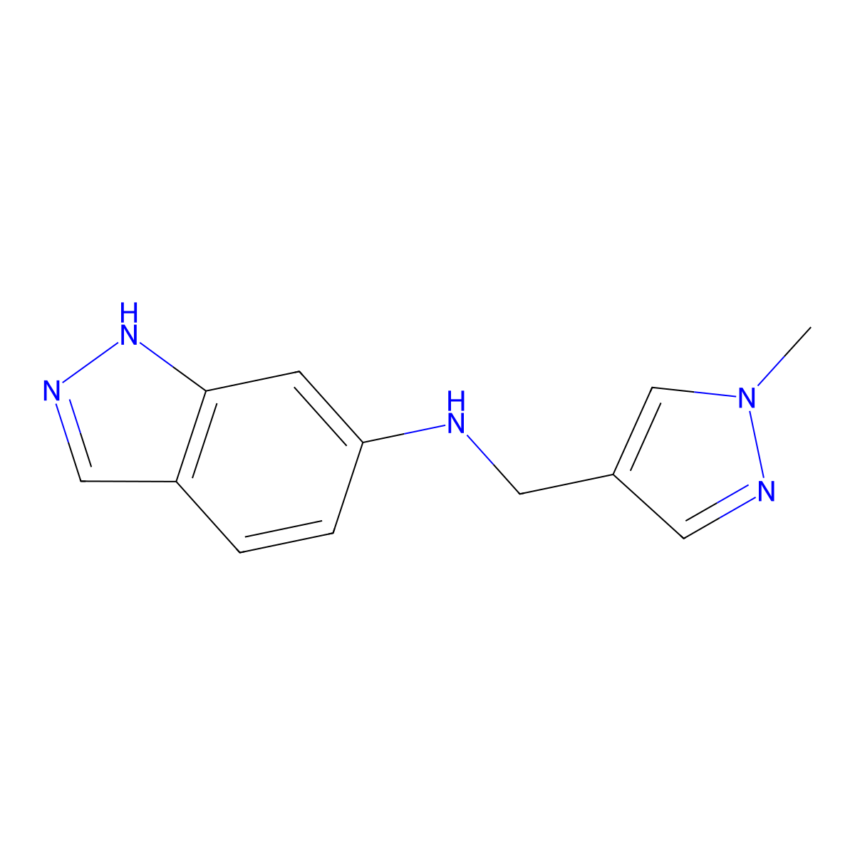 N-[(1-methyl-1H-pyrazol-4-yl)methyl]-2H-indazol-6-amine molecular structure, CAS 1152888-92-0