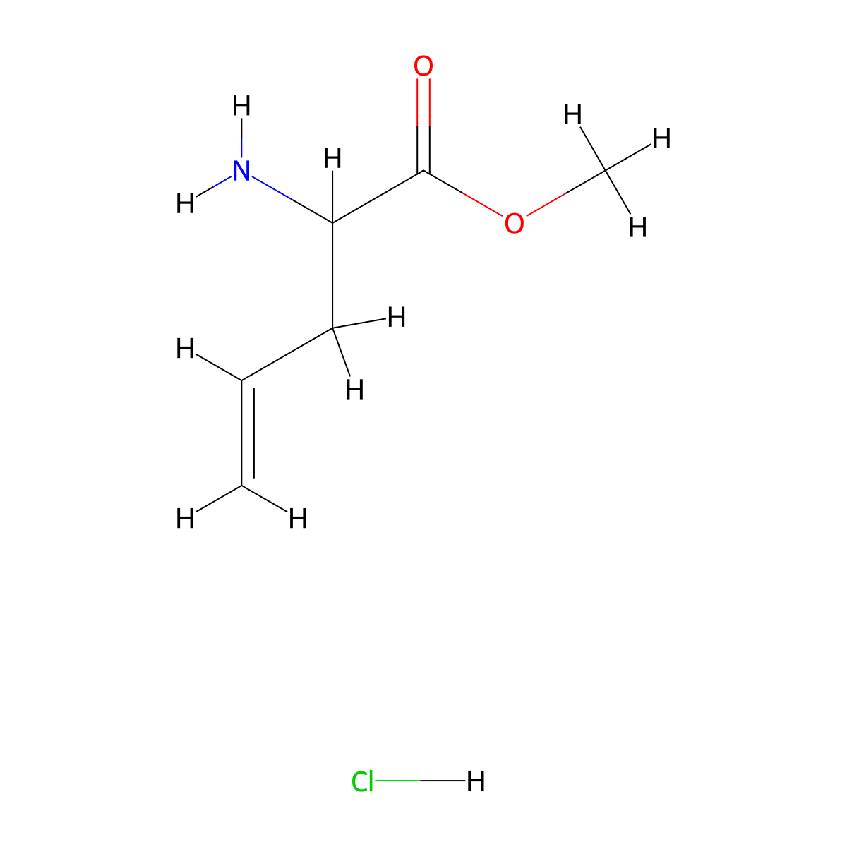 Methyl 2-aminopent-4-enoate hydrochloride molecular structure, CAS 115289-55-9