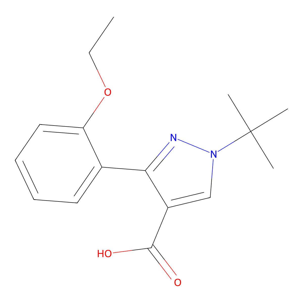 1-tert-butyl-3-(2-ethoxyphenyl)-1H-pyrazole-4-carboxylic acid molecular structure, CAS 1152891-41-2