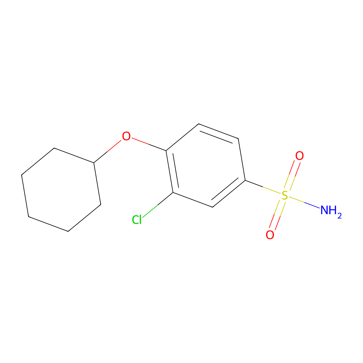 3-Chloro-4-(cyclohexyloxy)benzene-1-sulfonamide molecular structure, CAS 1152893-30-5