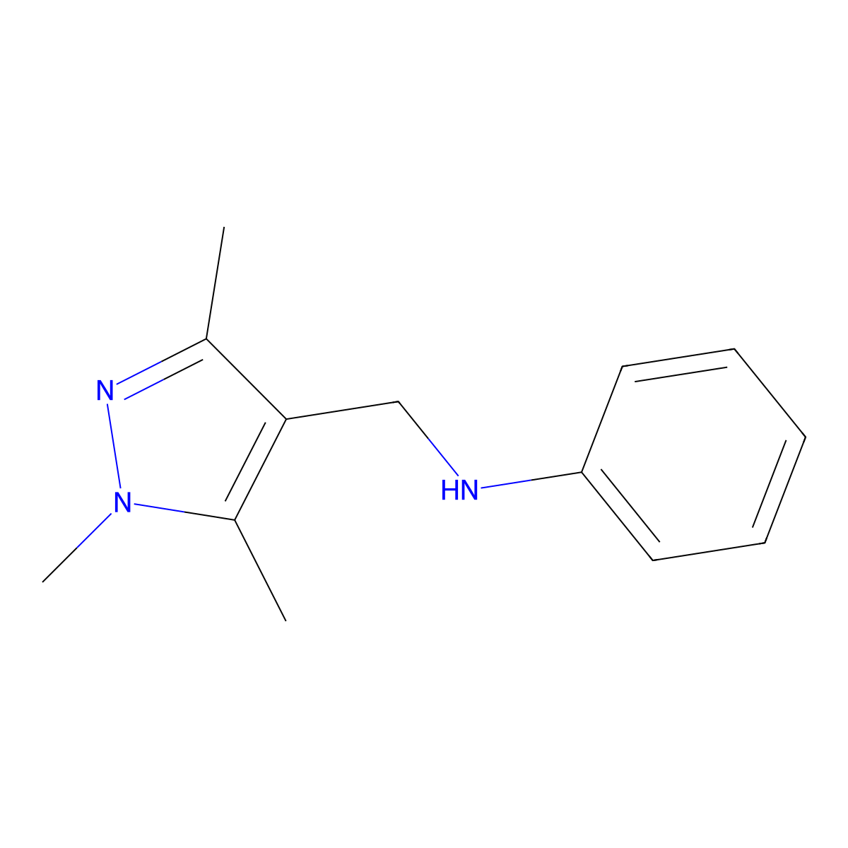 N-((1,3,5-trimethyl-1H-pyrazol-4-yl)methyl)aniline molecular structure, CAS 1152894-90-0