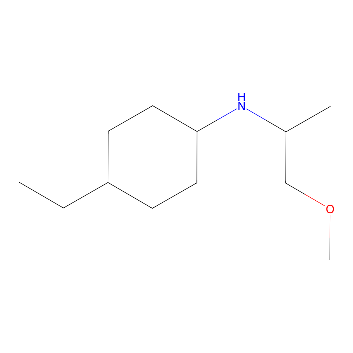 4-ethyl-N-(1-methoxypropan-2-yl)cyclohexan-1-amine molecular structure, CAS 1152897-57-8