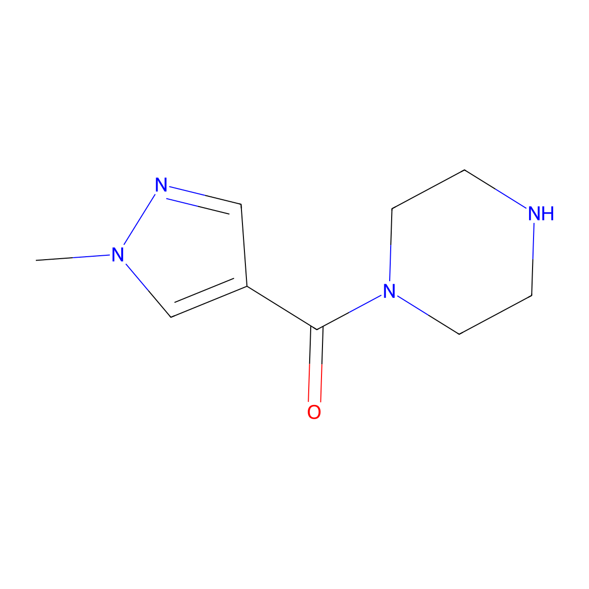 1-[(1-Methyl-1H-pyrazol-4-yl)carbonyl]piperazine molecular structure, CAS 1152898-54-8
