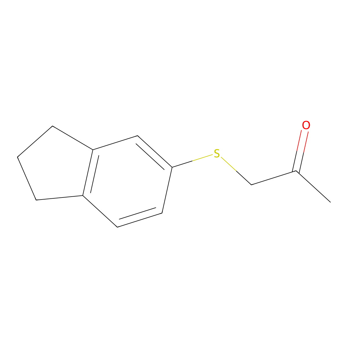 1-(2,3-dihydro-1H-inden-5-ylsulfanyl)propan-2-one molecular structure, CAS 1152899-55-2