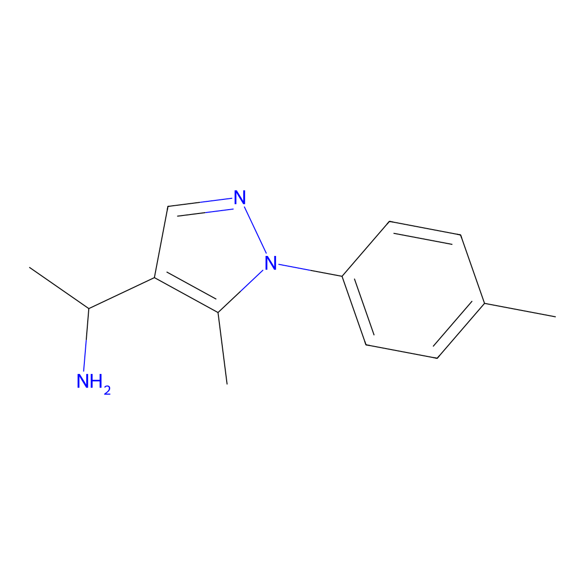 1-[5-Methyl-1-(4-methylphenyl)-1H-pyrazol-4-yl]ethan-1-amine molecular structure, CAS 1152900-81-6