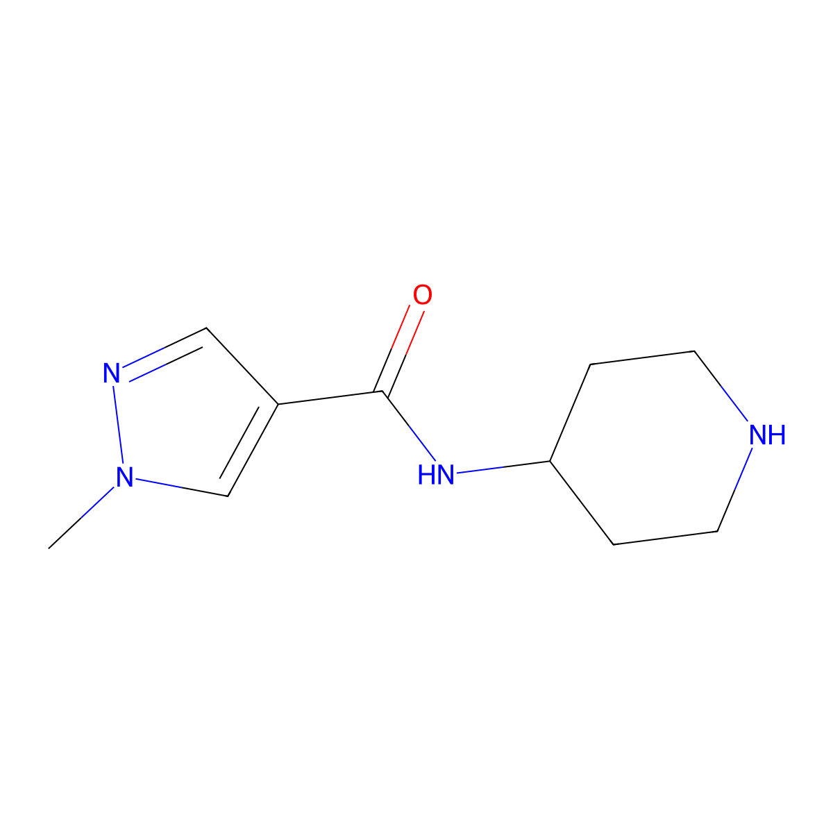 1-methyl-N-(piperidin-4-yl)-1H-pyrazole-4-carboxamide molecular structure, CAS 1152905-55-9