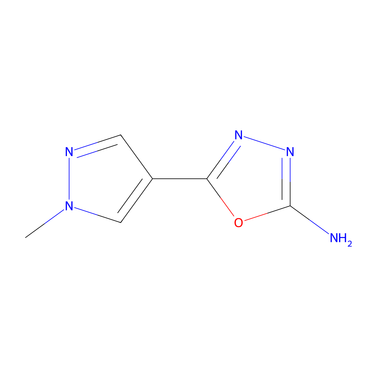 5-(1-methyl-1H-pyrazol-4-yl)-1,3,4-oxadiazol-2-amine molecular structure, CAS 1152906-12-1