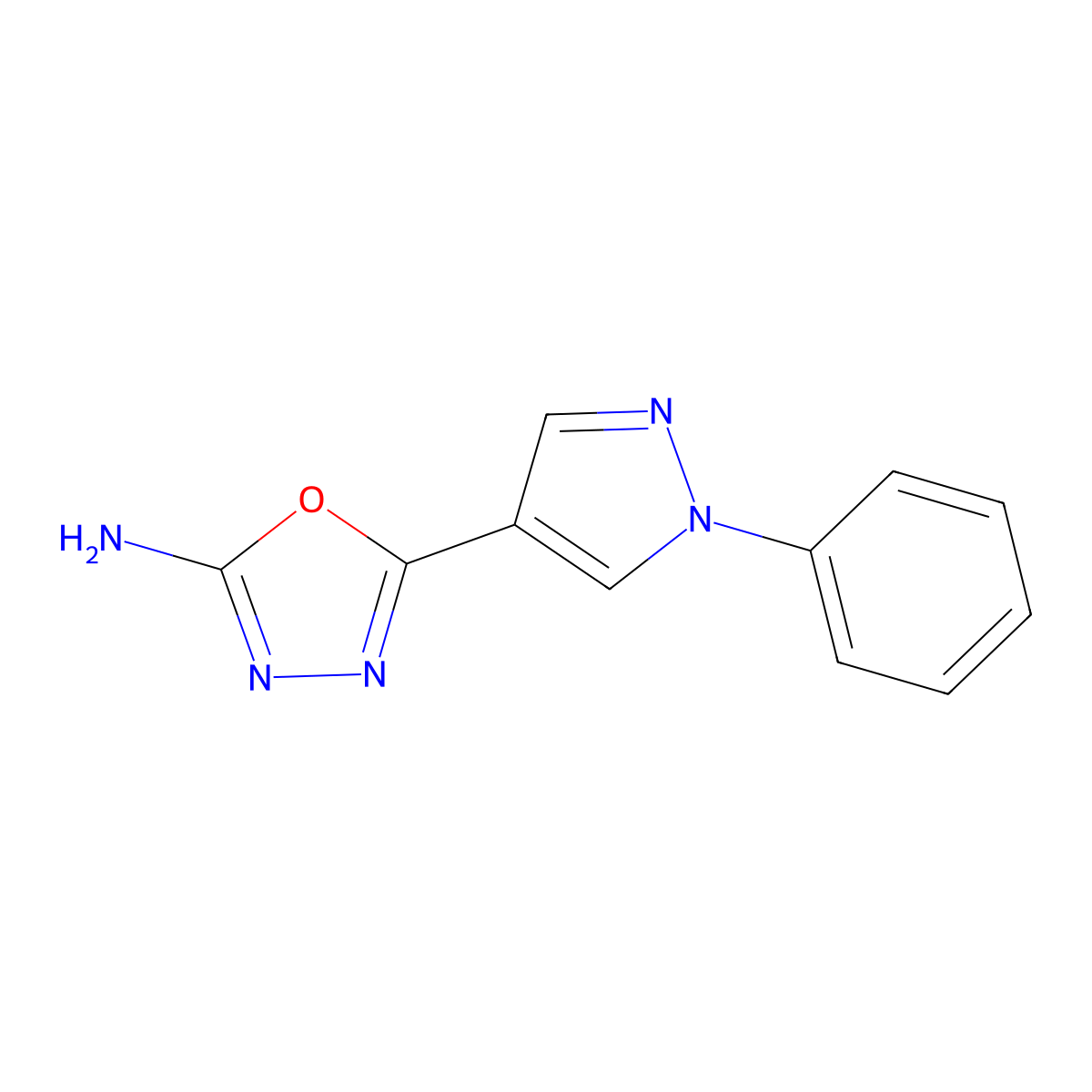 5-(1-phenyl-1H-pyrazol-4-yl)-1,3,4-oxadiazol-2-amine molecular structure, CAS 1152906-45-0