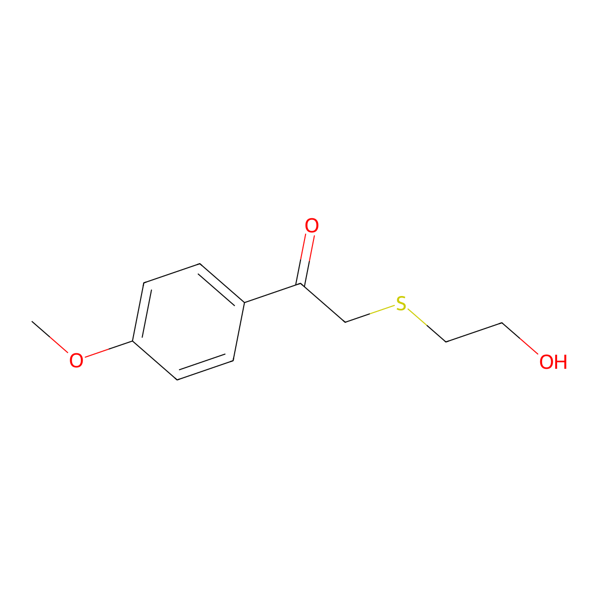 2-((2-Hydroxyethyl)thio)-1-(4-methoxyphenyl)ethan-1-one molecular structure, CAS 1152910-36-5