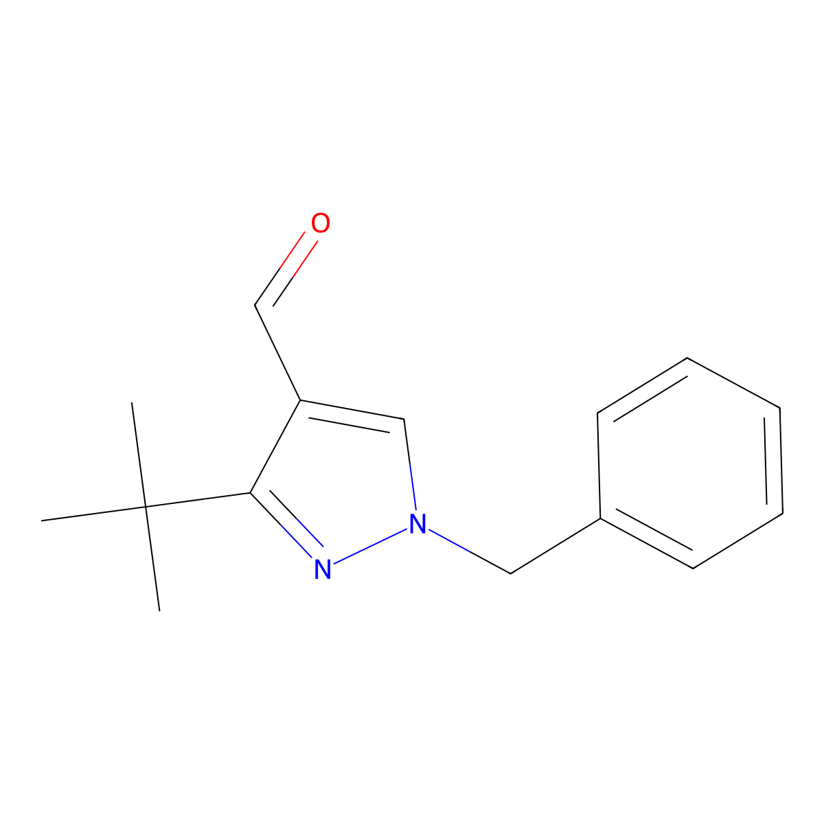 1-benzyl-3-tert-butyl-1H-pyrazole-4-carbaldehyde molecular structure, CAS 1152910-50-3